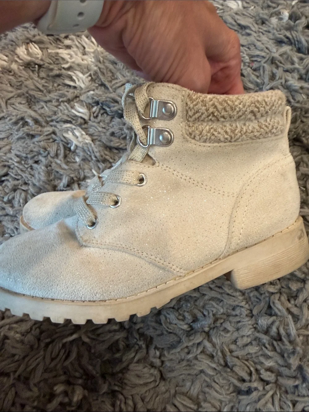 SO Kids Beige Suede Lace-Up Ankle Boots with Strap